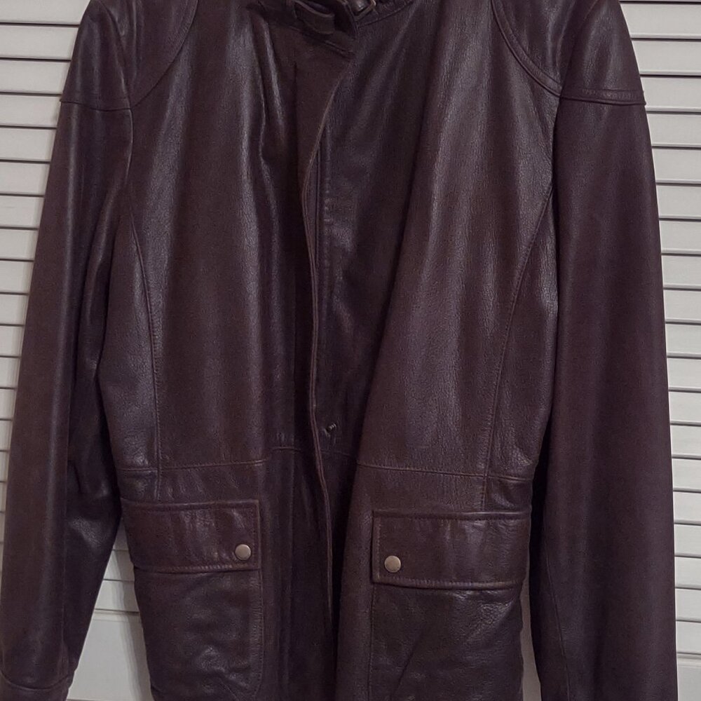 Lucious Brown Leather Cole Haan Jacket